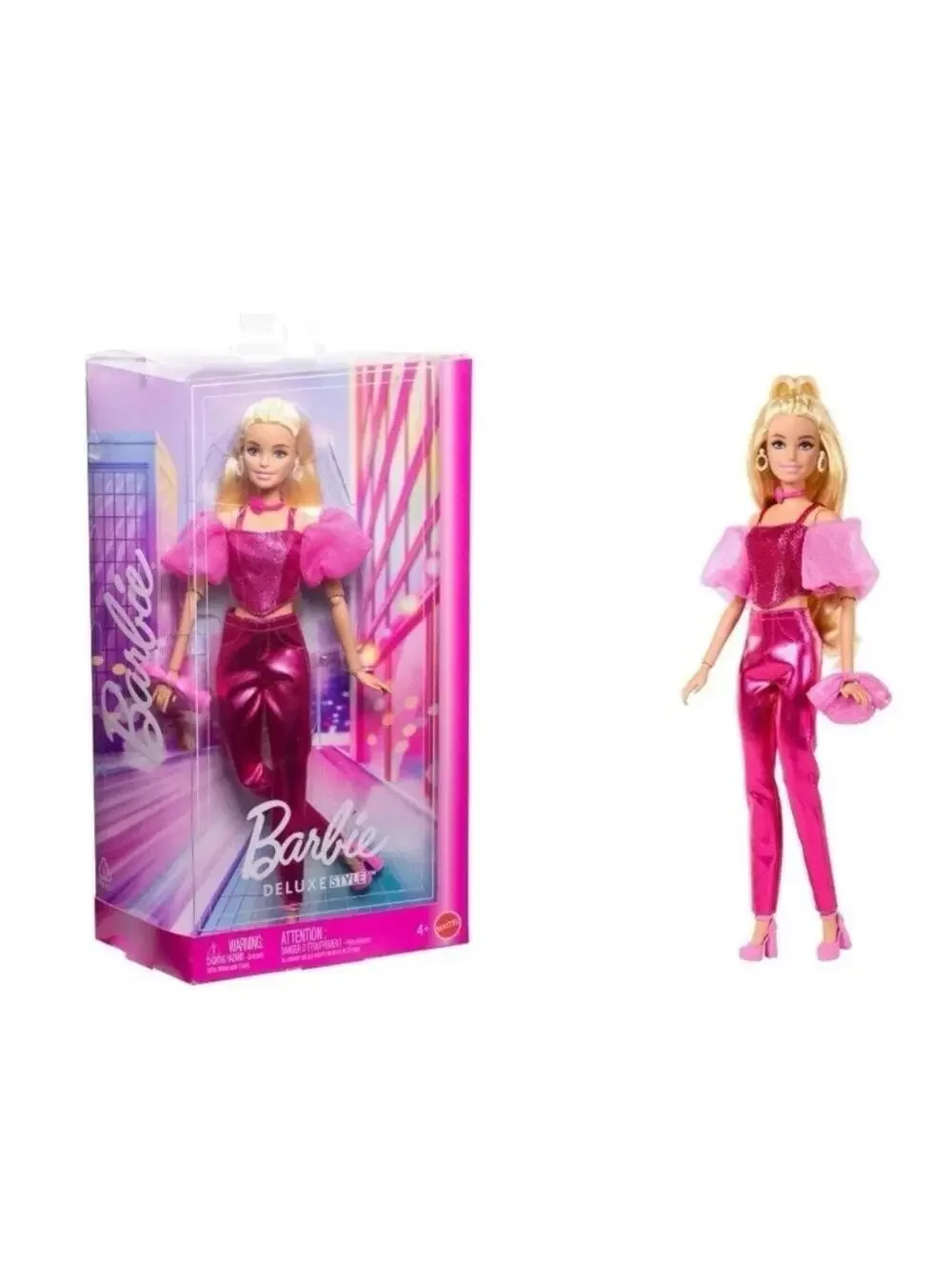 Barbie Deluxe Style Fashion Doll #5 in Metallic Pink Outfit JFP40